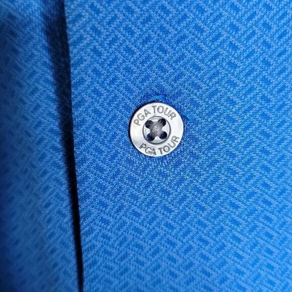 PGA Tour Golf Polo Short Sleeve Shirt Blue Large - Picture 7 of 14